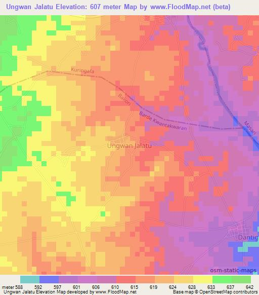 Ungwan Jalatu,Nigeria Elevation Map