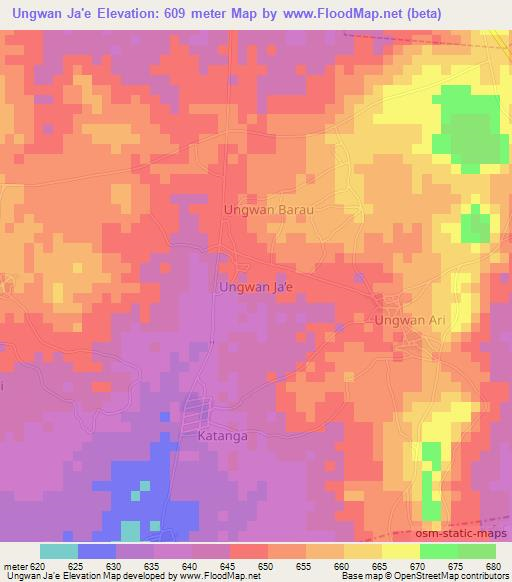 Ungwan Ja'e,Nigeria Elevation Map