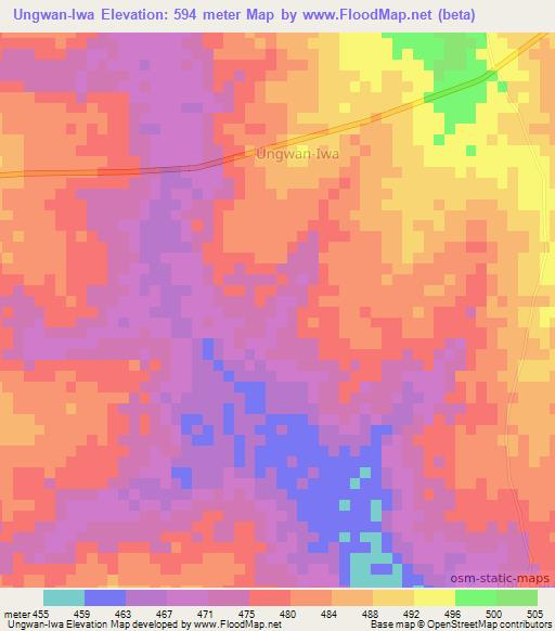 Ungwan-Iwa,Nigeria Elevation Map