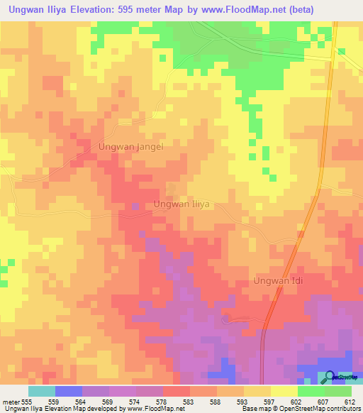 Ungwan Iliya,Nigeria Elevation Map