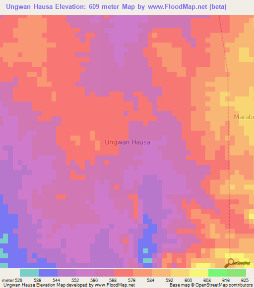 Ungwan Hausa,Nigeria Elevation Map