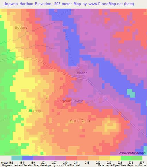 Ungwan Hariban,Nigeria Elevation Map