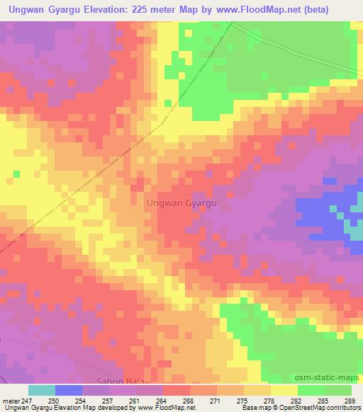 Ungwan Gyargu,Nigeria Elevation Map