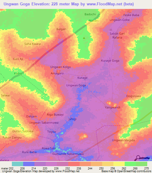 Ungwan Goga,Nigeria Elevation Map