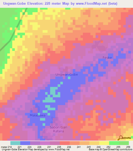 Ungwan-Gobe,Nigeria Elevation Map