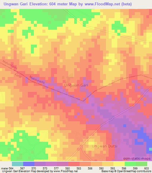 Ungwan Gari,Nigeria Elevation Map