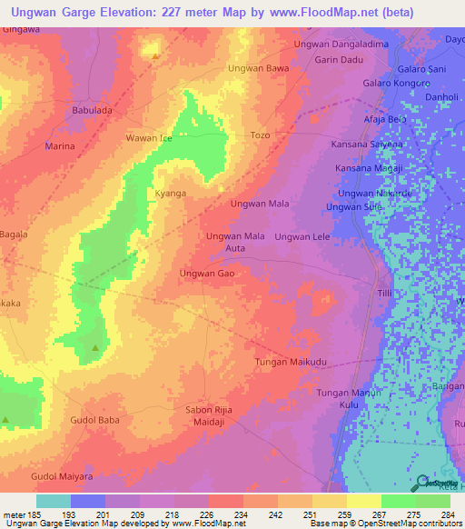 Ungwan Garge,Nigeria Elevation Map