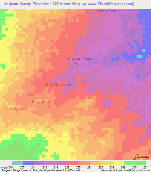 Ungwan Garge,Nigeria Elevation Map