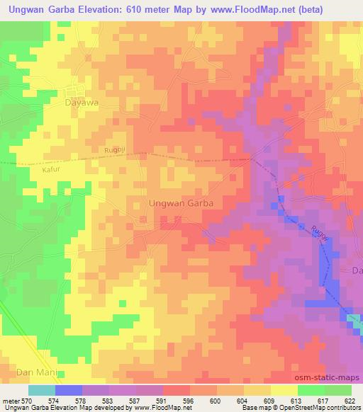 Ungwan Garba,Nigeria Elevation Map