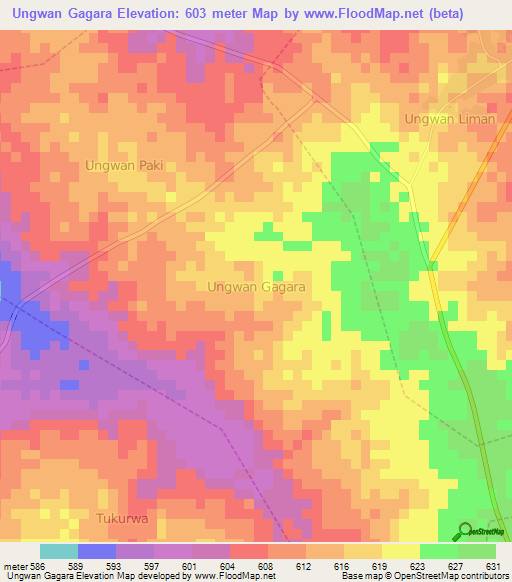 Ungwan Gagara,Nigeria Elevation Map