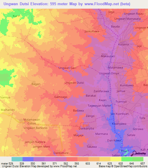 Ungwan Dutsi,Nigeria Elevation Map