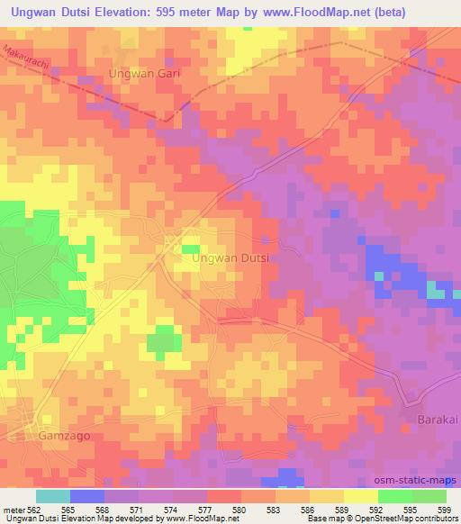 Ungwan Dutsi,Nigeria Elevation Map