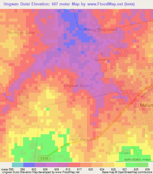 Ungwan Dutsi,Nigeria Elevation Map