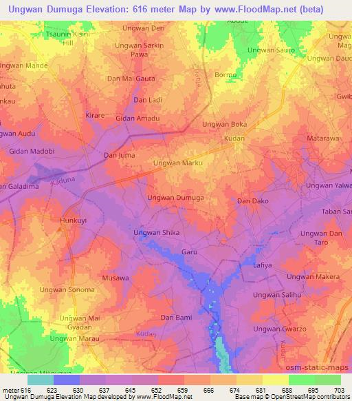 Ungwan Dumuga,Nigeria Elevation Map