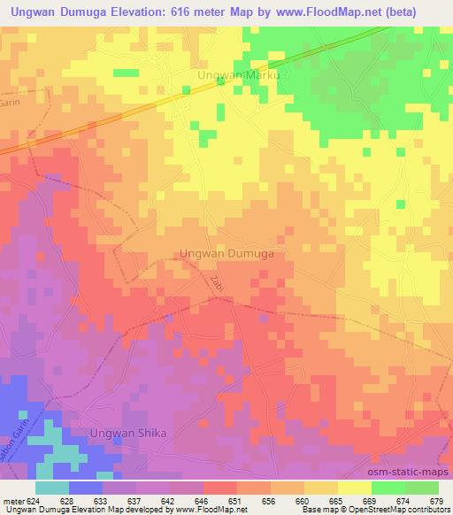 Ungwan Dumuga,Nigeria Elevation Map