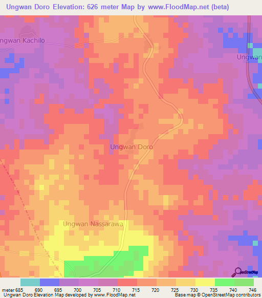 Ungwan Doro,Nigeria Elevation Map