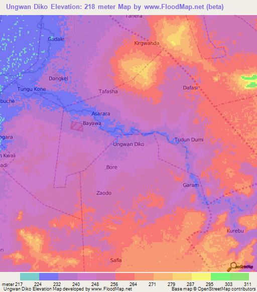 Ungwan Diko,Nigeria Elevation Map