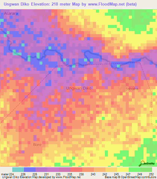 Ungwan Diko,Nigeria Elevation Map