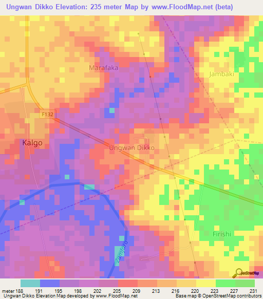 Ungwan Dikko,Nigeria Elevation Map