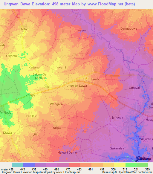 Ungwan Dawa,Nigeria Elevation Map