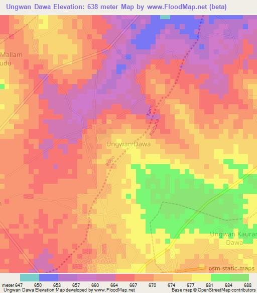 Ungwan Dawa,Nigeria Elevation Map