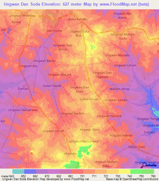 Ungwan Dan Soda,Nigeria Elevation Map