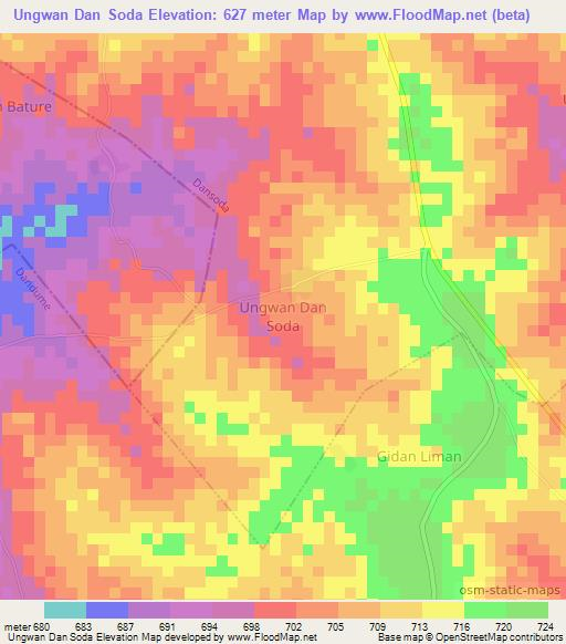 Ungwan Dan Soda,Nigeria Elevation Map