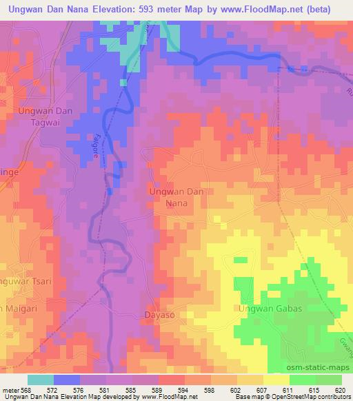 Ungwan Dan Nana,Nigeria Elevation Map