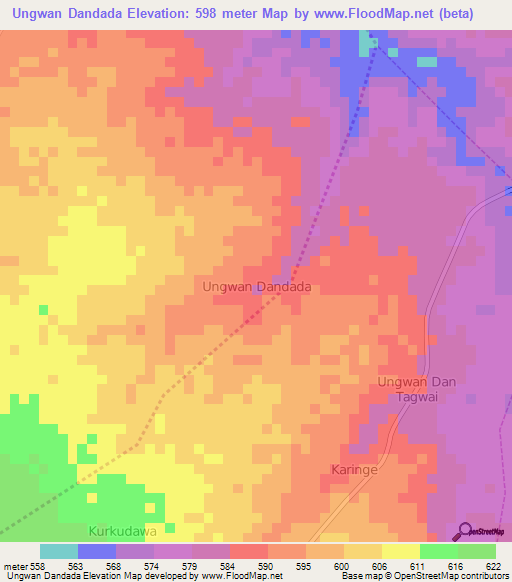 Ungwan Dandada,Nigeria Elevation Map