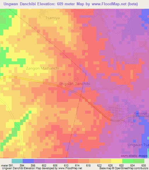 Ungwan Danchibi,Nigeria Elevation Map