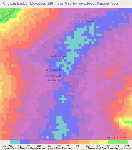 Ungwan-Danbui,Nigeria Elevation Map