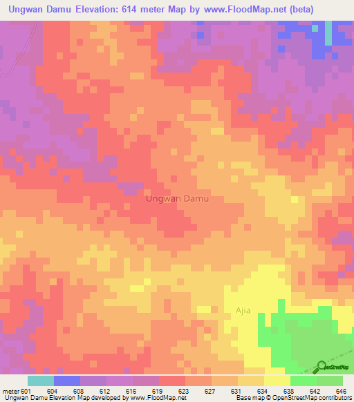 Ungwan Damu,Nigeria Elevation Map