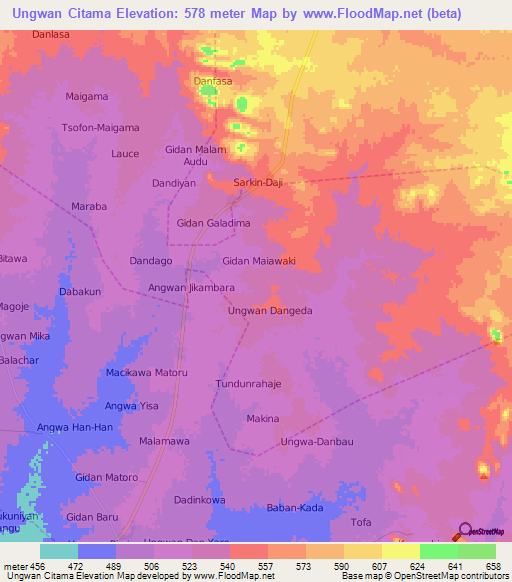 Ungwan Citama,Nigeria Elevation Map