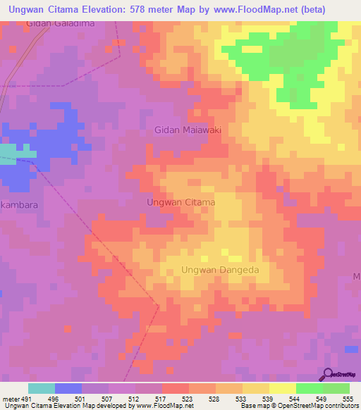 Ungwan Citama,Nigeria Elevation Map