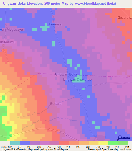 Ungwan Boka,Nigeria Elevation Map