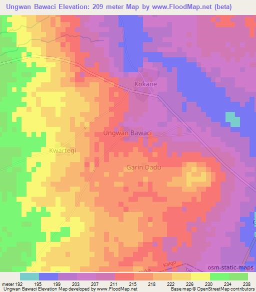 Ungwan Bawaci,Nigeria Elevation Map