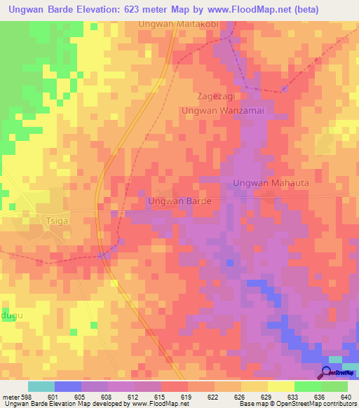 Ungwan Barde,Nigeria Elevation Map