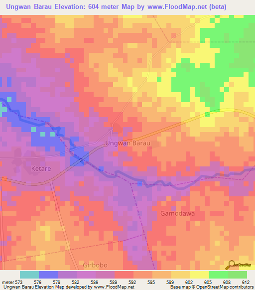 Ungwan Barau,Nigeria Elevation Map