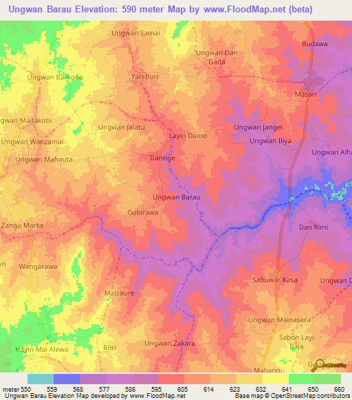 Ungwan Barau,Nigeria Elevation Map