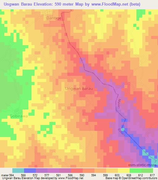 Ungwan Barau,Nigeria Elevation Map