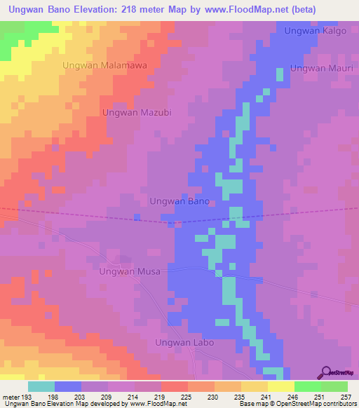 Ungwan Bano,Nigeria Elevation Map