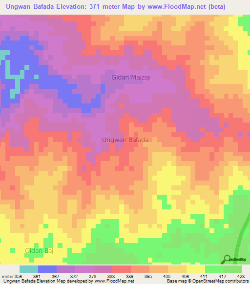 Ungwan Bafada,Nigeria Elevation Map