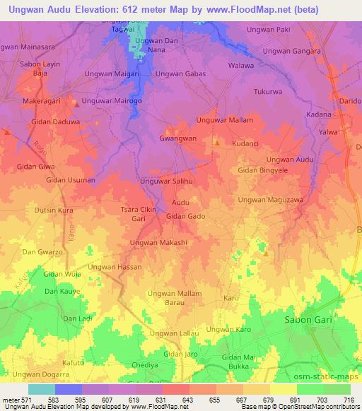 Ungwan Audu,Nigeria Elevation Map