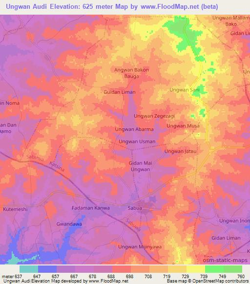 Ungwan Audi,Nigeria Elevation Map