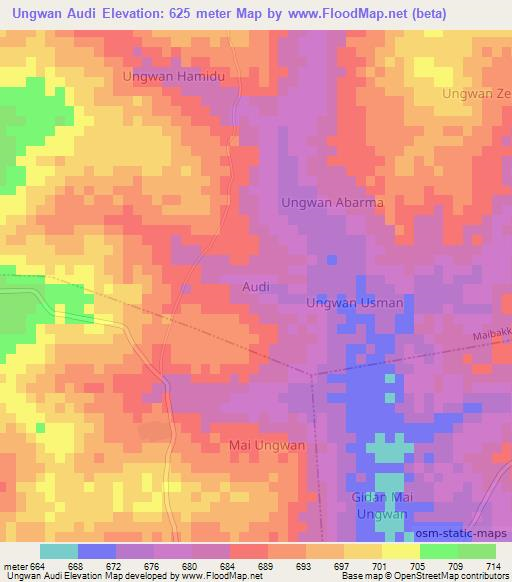 Ungwan Audi,Nigeria Elevation Map