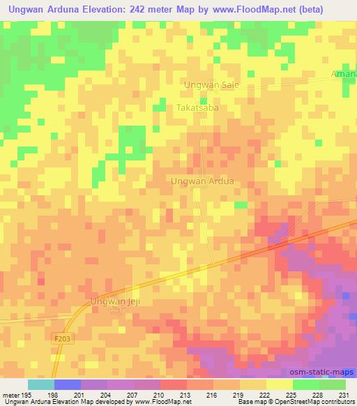 Ungwan Arduna,Nigeria Elevation Map