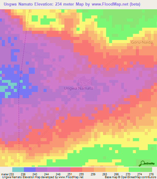 Ungwa Namato,Nigeria Elevation Map