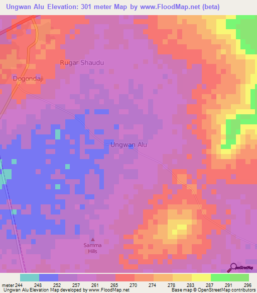 Ungwan Alu,Nigeria Elevation Map