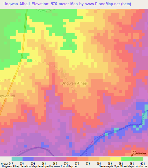 Ungwan Alhaji,Nigeria Elevation Map