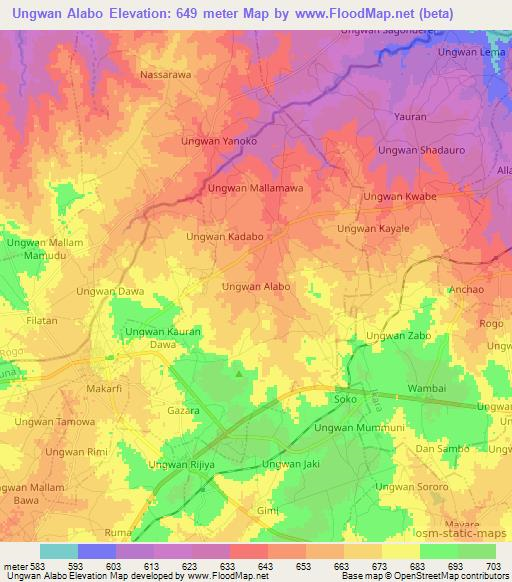 Ungwan Alabo,Nigeria Elevation Map